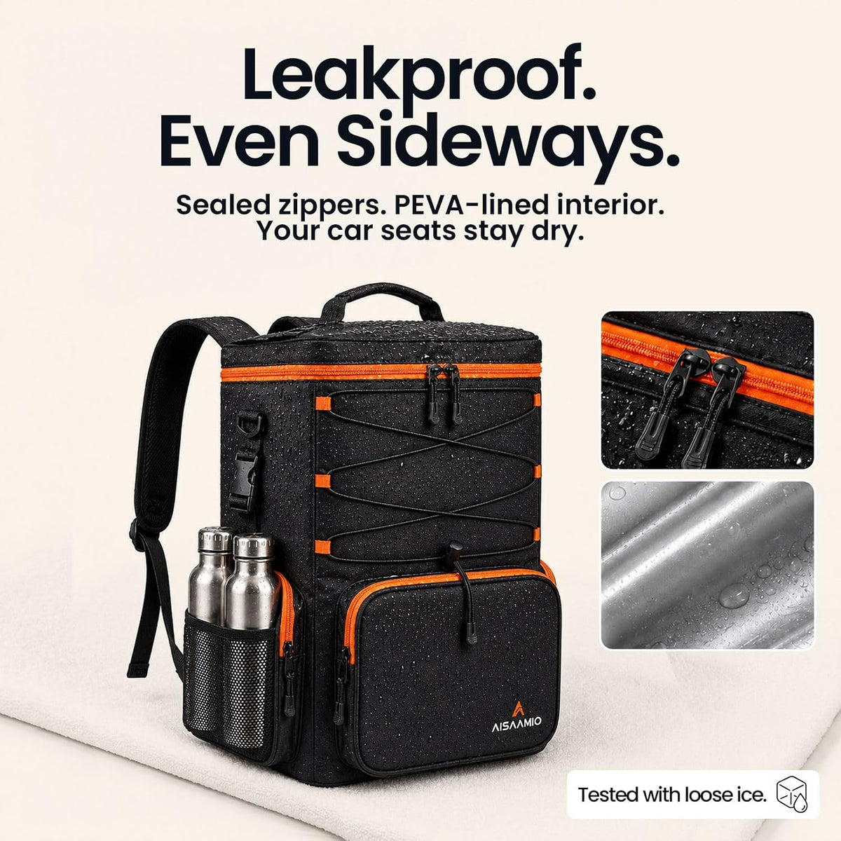 35L Insulated Cooler Backpack (35 Cans) - Leakproof Soft Sided Backpack Cooler with Anti-Theft Pocket & Bottle Opener - Beach, Hiking, Camping, Tailgate - Gift for Men & Women