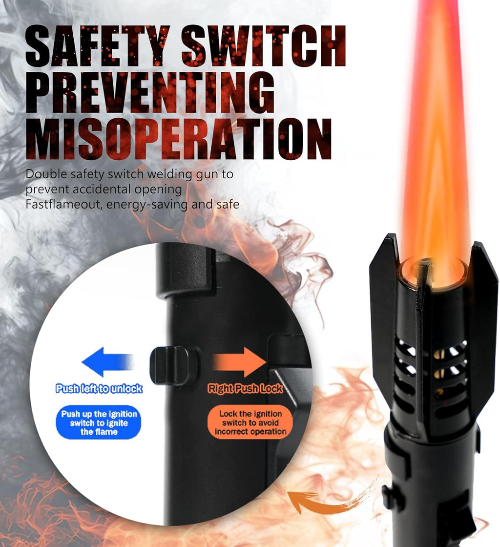 Camping Lighter, Torch Lighter, Straight Flame Bright Fire Refillable,Black