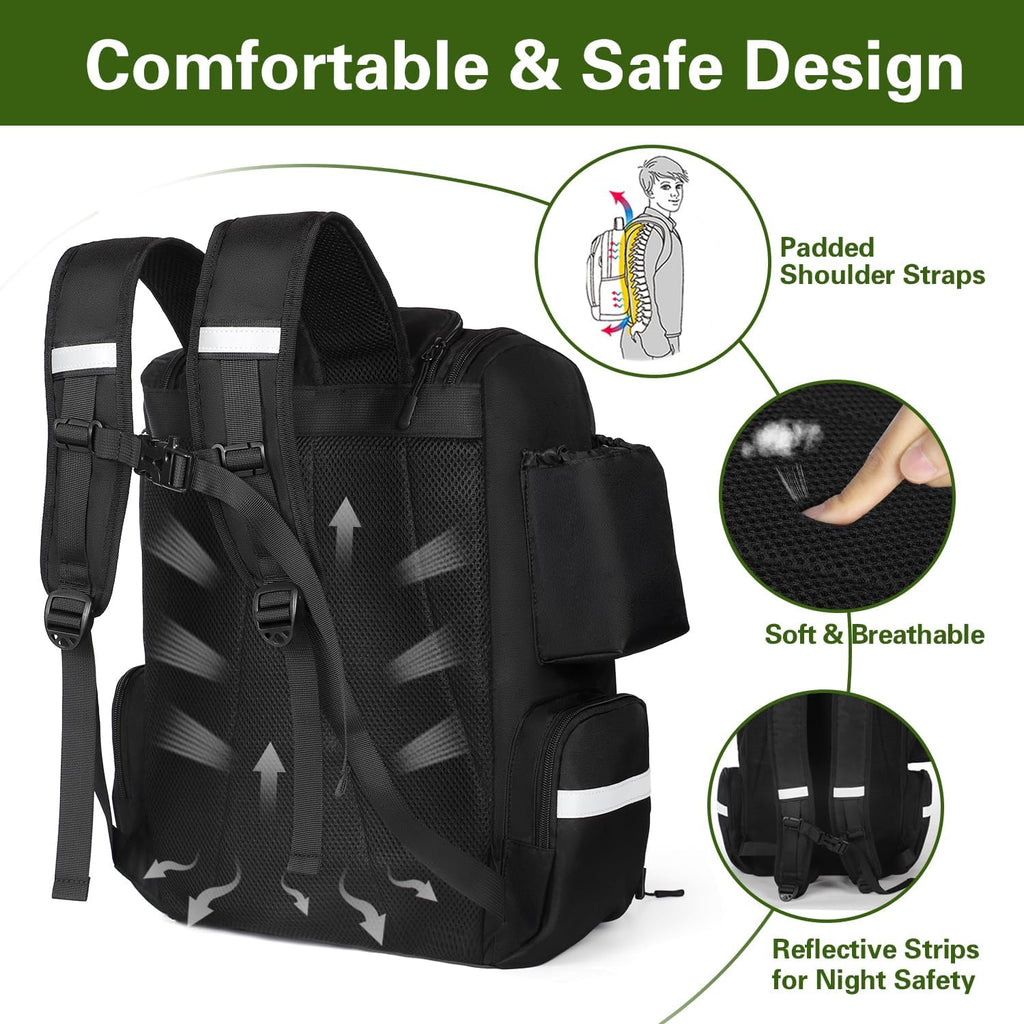 Fishing Backpack with Rod Holder, 45L Capacity Tackle Storage Bag