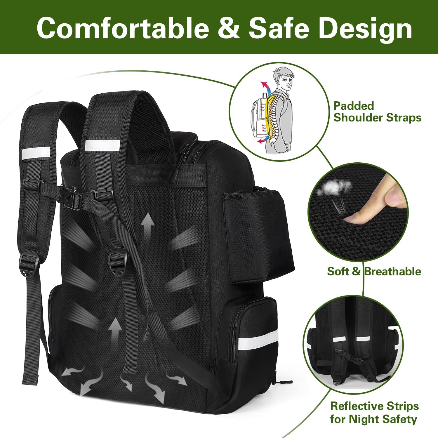 Fishing Backpack with Rod Holder, 45L Capacity Tackle Storage Bag