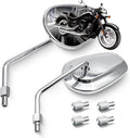 MZS Chrome Motorcycle Mirrors 10mm, Universal Motorbike Rear View Side Mirror Aluminium Compatible with Touring Cruiser Chopper Street Naked Bike Shadow Fury Vulcan Boulevard Road Royal Star VStar
