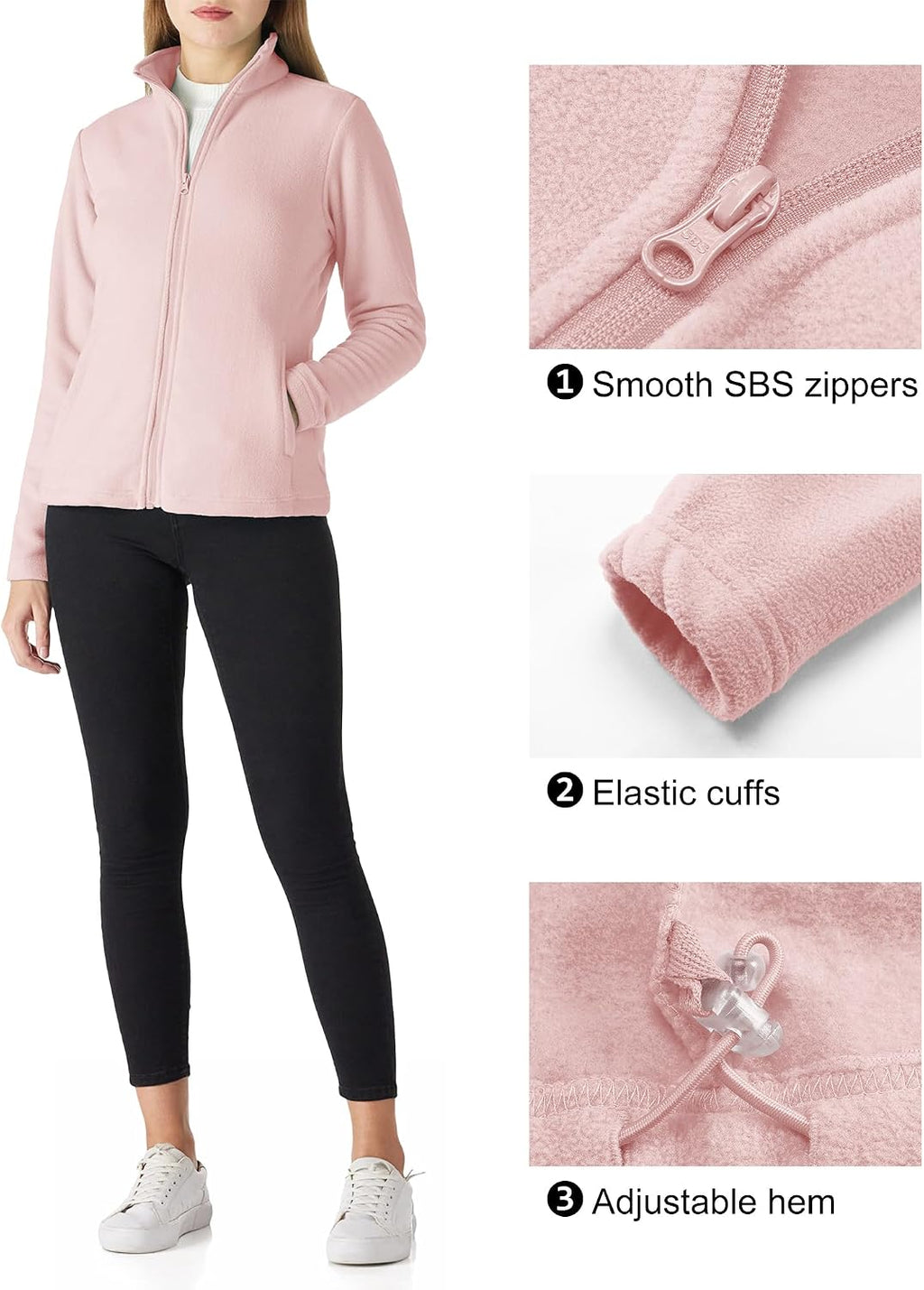 Outdoor Ventures Women's Lightweight Warm Polar Fleece Jacket Zip Up