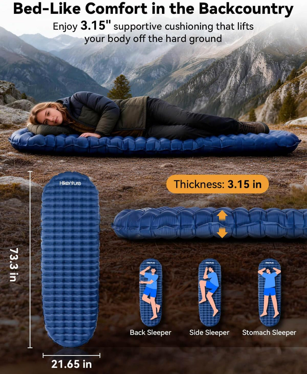 Hikenture R4 Backpacking Sleeping Pad, Ultralight Camping Mattress