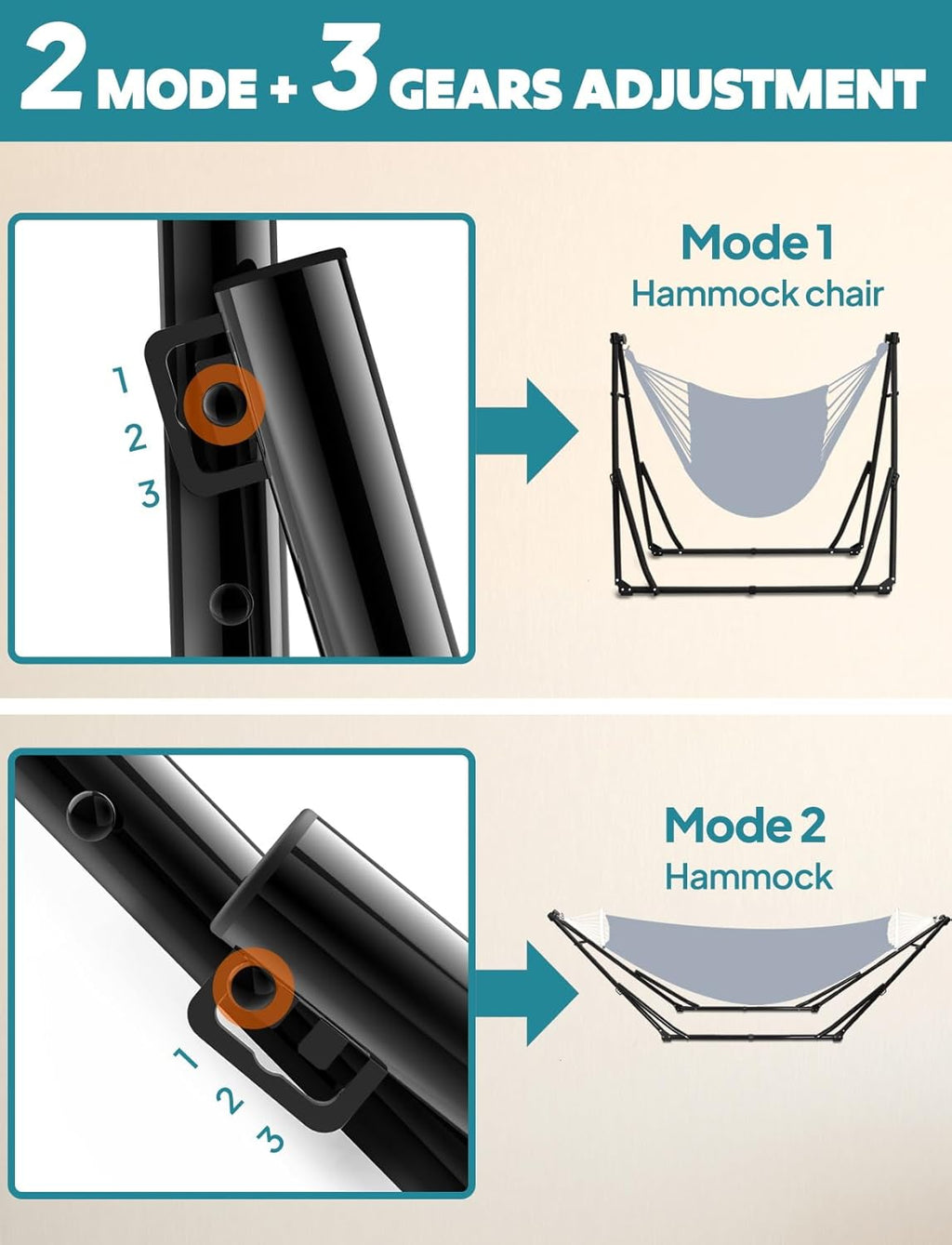 ANYOO 2-in-1 Hammock & Chair Stand with Collapsible Steel Frame & Carry Bag