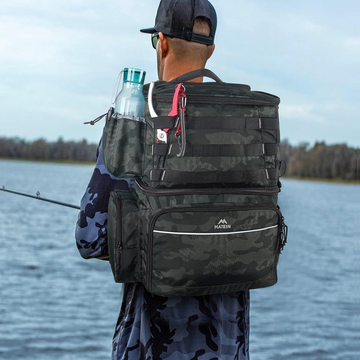 MATEIN Fishing Backpack, Tackle Storage Bag with Rod Holders & Cooler