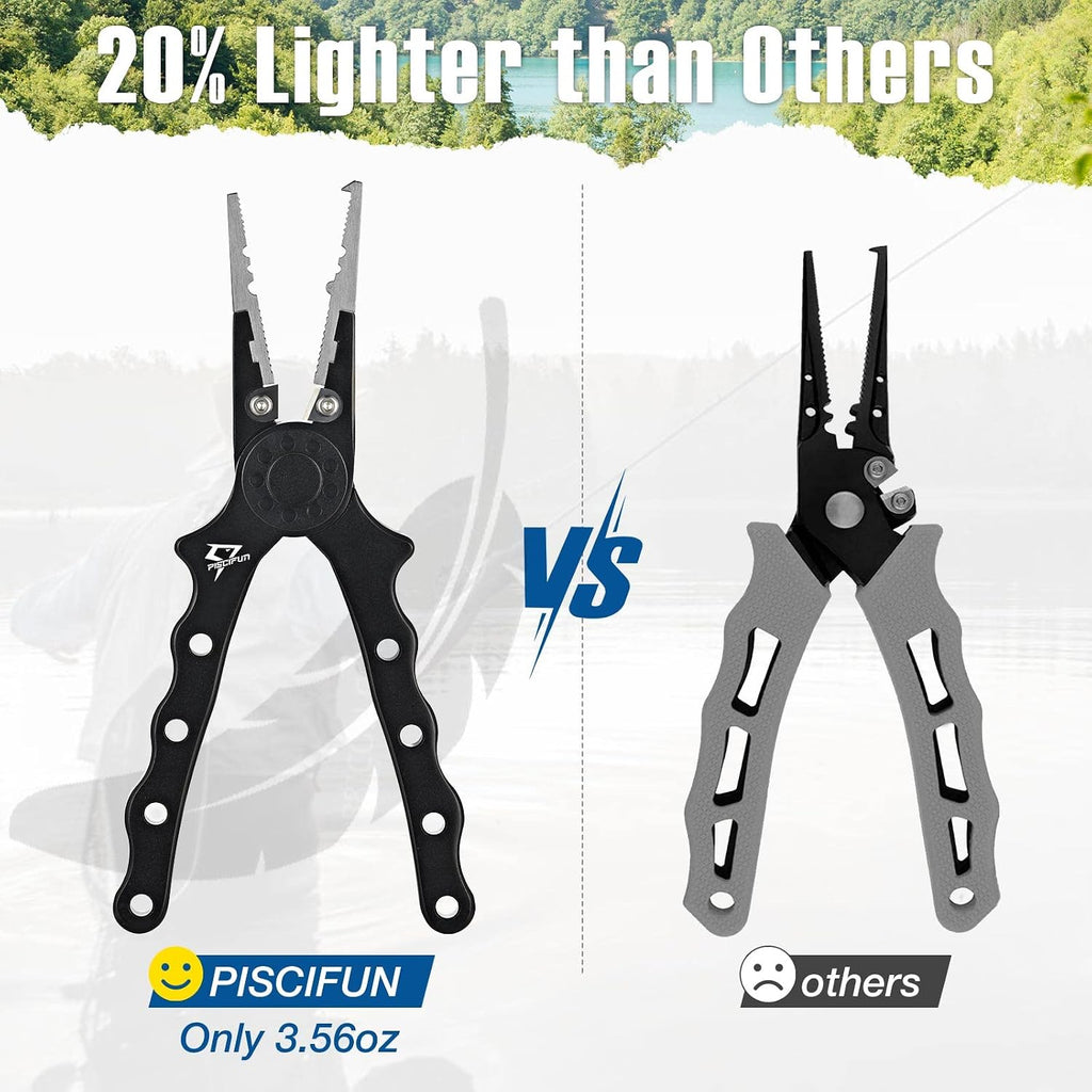 Piscifun Saltwater Fishing Pliers, Aluminum, Split Ring, Braid Cutter