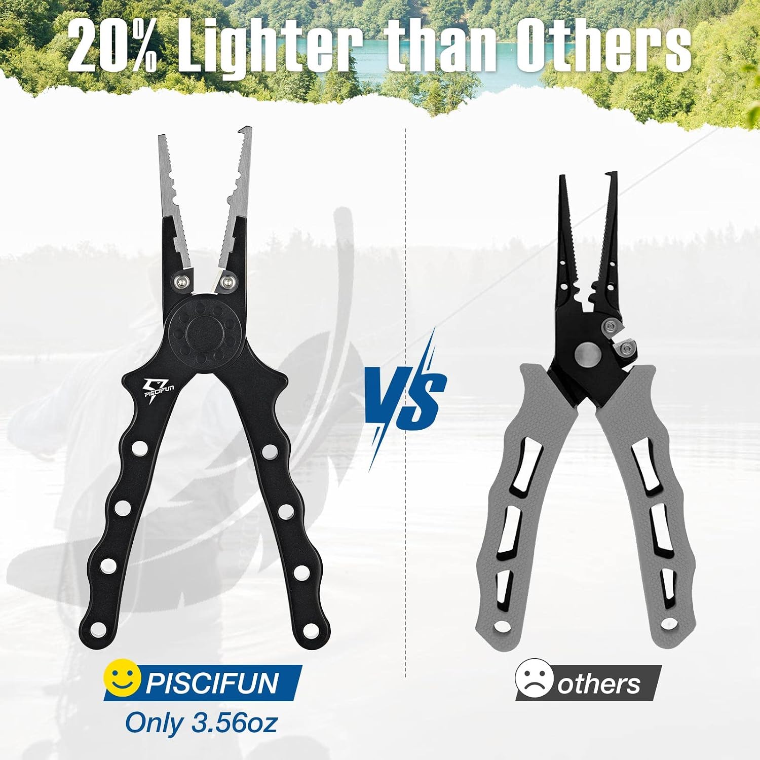 Piscifun Saltwater Fishing Pliers, Aluminum, Split Ring, Braid Cutter