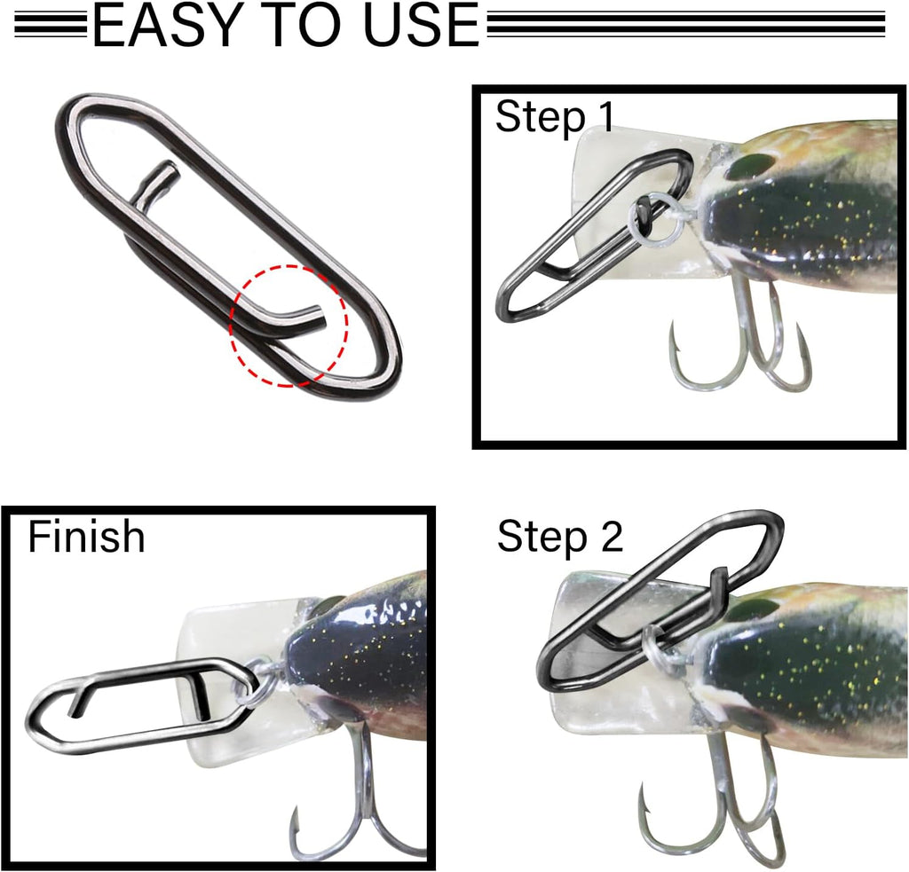 Atibin Stainless Lock Snaps Swivel Steel Saltwater Connector Fishing Snap Line High Strength Fishing Clip Power Lure Connector