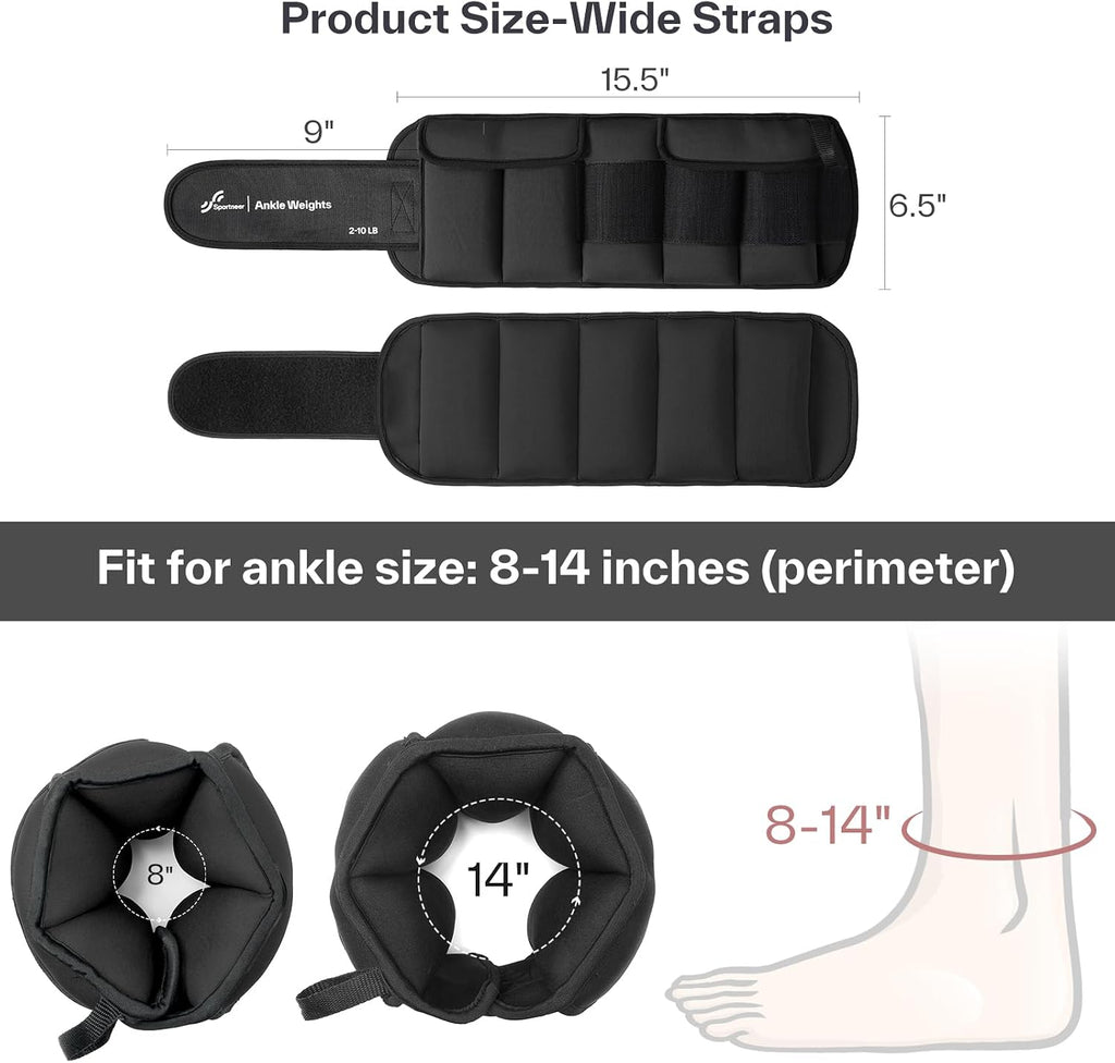 Sportneer 20lbs/Pair Adjustable Ankle Weights for Women & Men