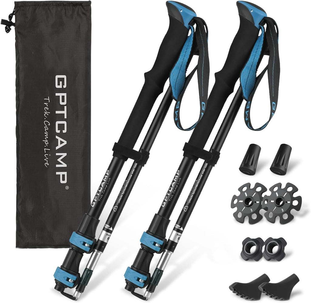GPTCAMP Aluminum Collapsible Trekking Poles with EVA Grips