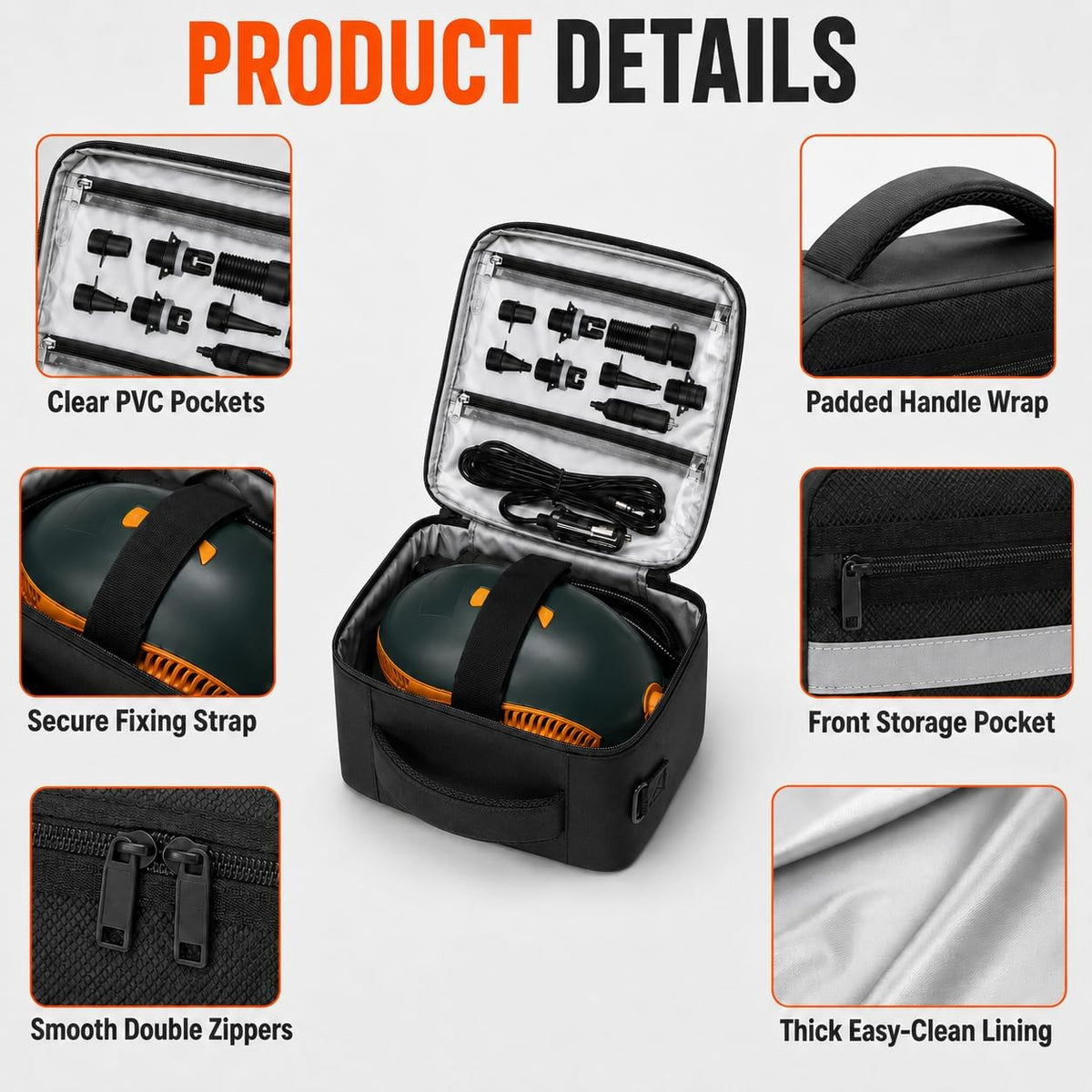Paddle Board Pump Bag, Carrying Case for Electric SUP Air Pumps