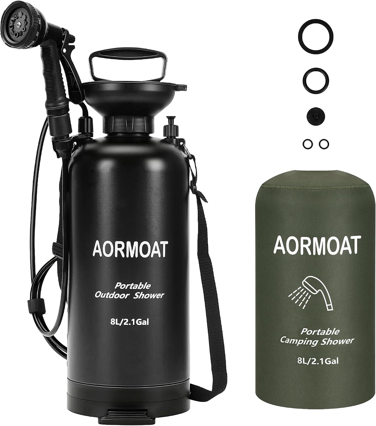 Portable Shower, 2.1 Gal/8L Camp Shower for Beach, RV & Outdoor