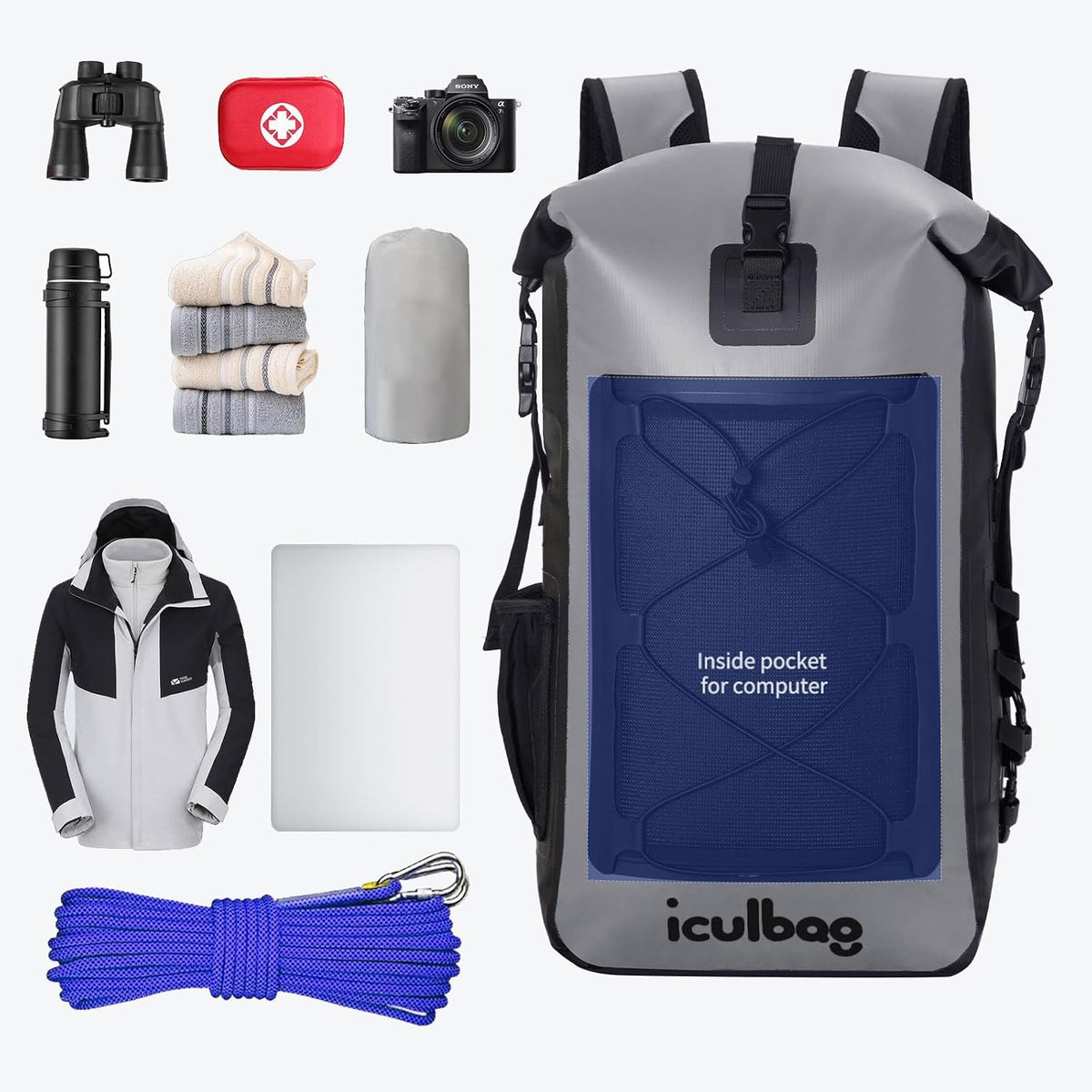 Dry Bags Waterproof Backpack for Women Men Travel Dry Bag Backpack Warterproof Bag for Kayaking Beach Boating 30L/40L