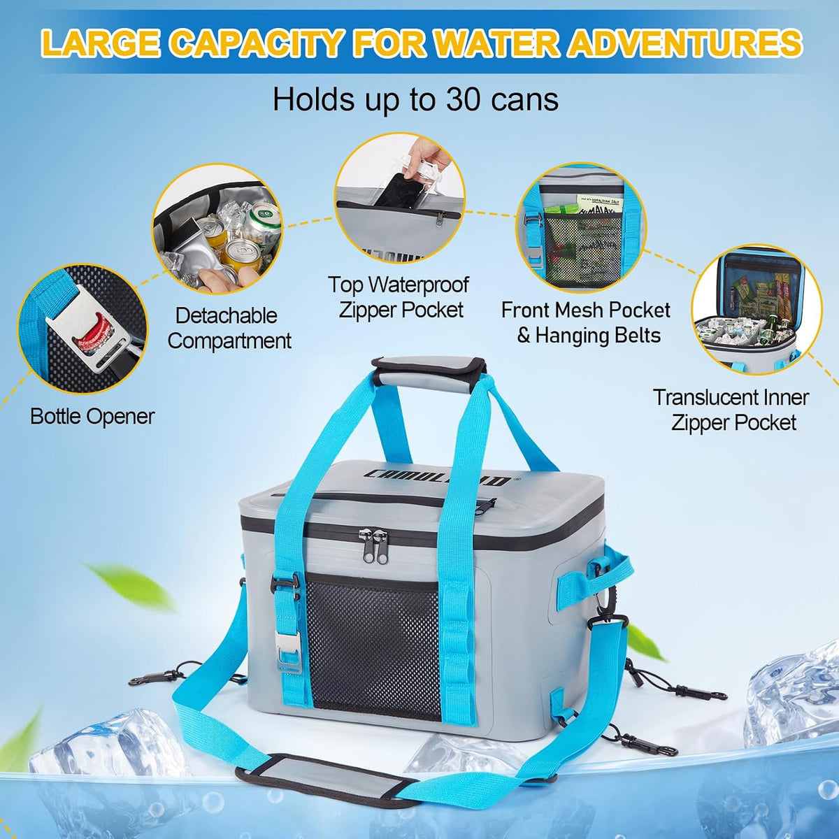 CAMULAND Waterproof Paddle Board Cooler Bag, 25L Insulated SUP Deck Bag