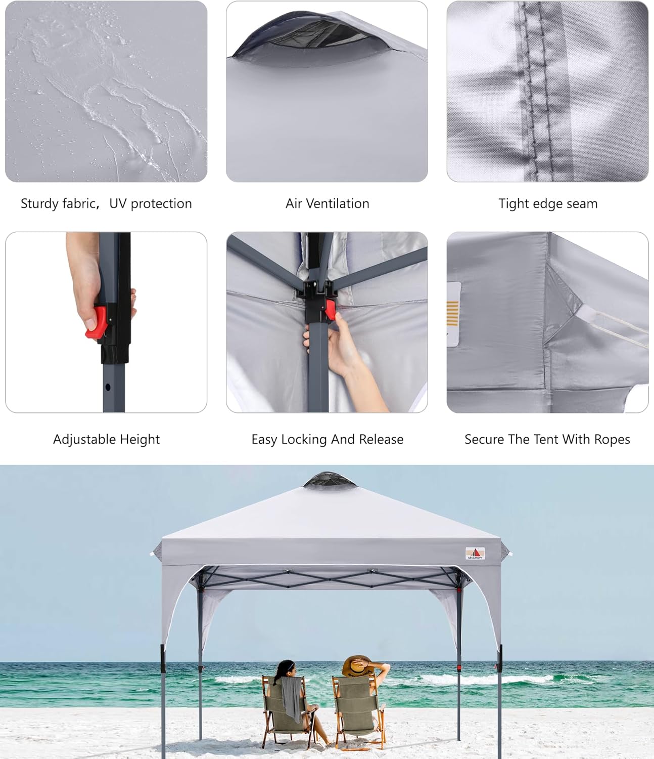 ABCCANOPY 8x8 Pop up Canopy Tent Instant Outdoor Shelter, Gray