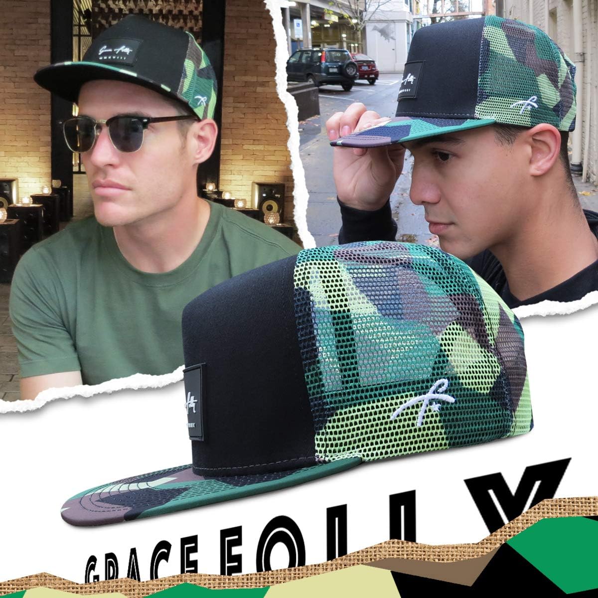 Grace Folly Trucker Hat for Men & Women. Snapback Mesh Caps