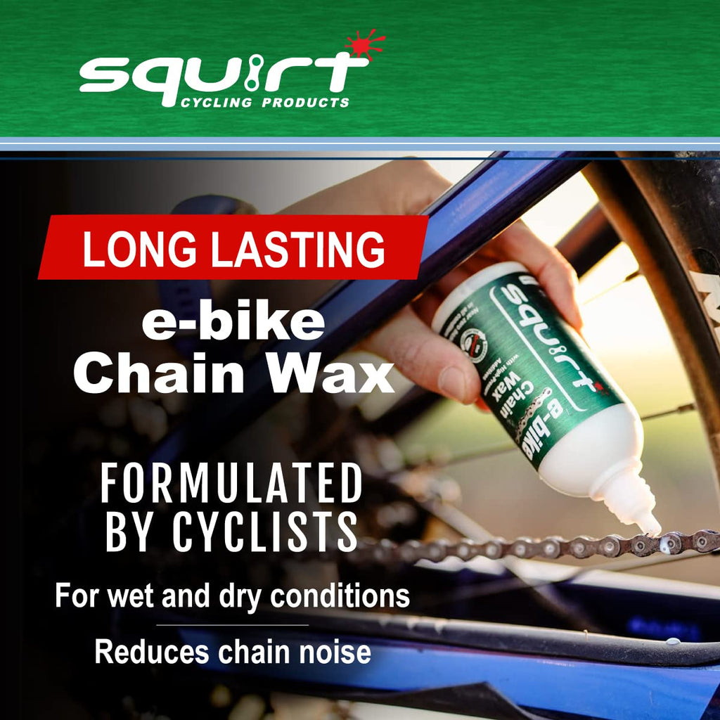 Squirt E-Bike Chain Wax 500 ml - High-Pressure Additives for E-Bikes - Ebike Lubricant for Wet & Dry Conditions - Electric Bike Chain Lube Reduces Noise & Friction - Ebike Accessories