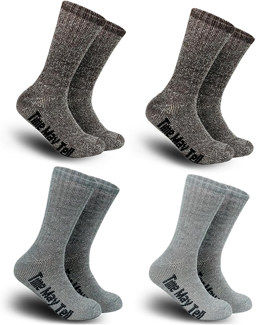 Time May Tell Mens Merino Wool Hiking Cushion Socks Thermal Warm Boot Socks