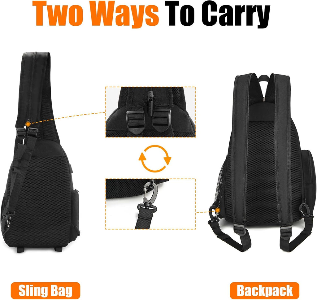 Cwatcun 2-in-1 Sling/Backpack, USB Camera Bag for DSLR/Mirrorless