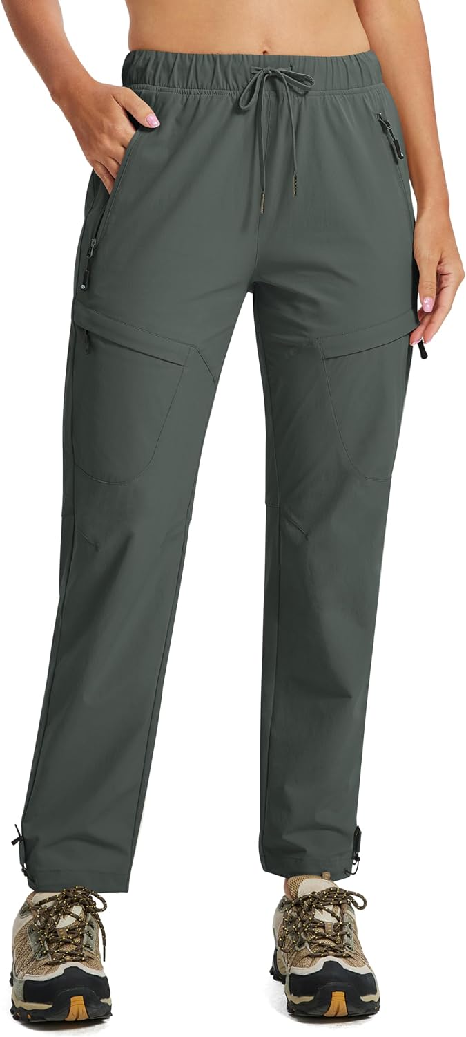 MoFiz Womens Hiking Cargo Pants Waterproof Lightweight with Zipper Pockets