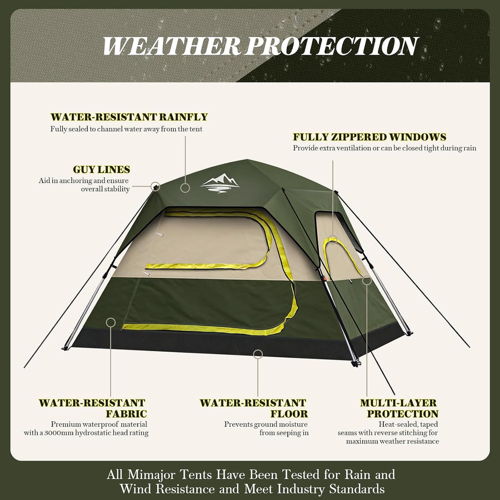 Camping Tent 2/3/4 Person Instant Pop Up Tents for Camping