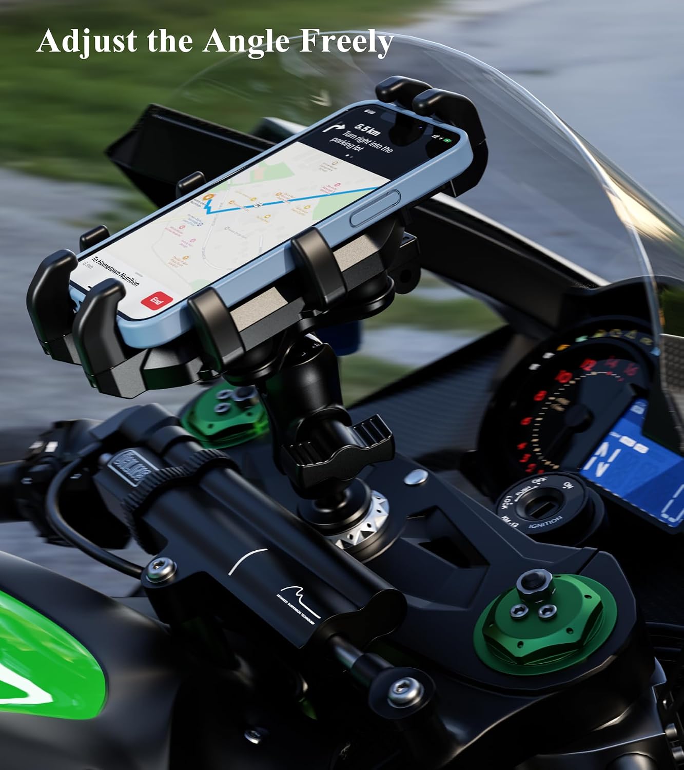 BRCOVAN Motorcycle Fork Stem Phone Mount with Vibration Dampener