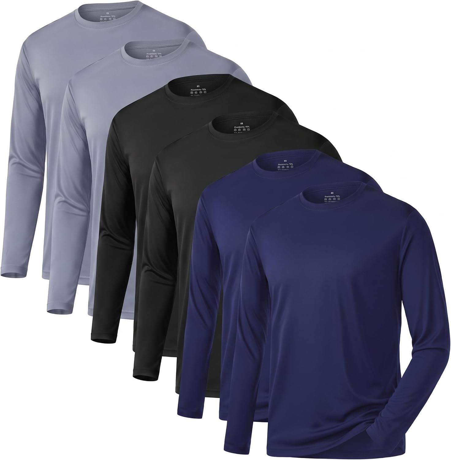 OYGSieg 6 Pack Long Shirts for Men Quick Dry Sun Protection Tee Shirts