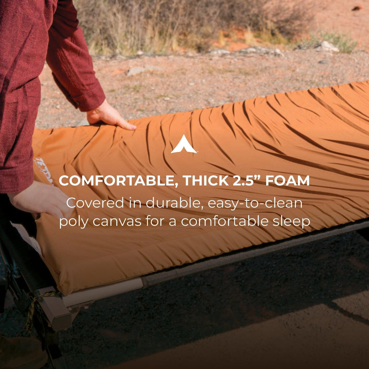Teton Outfitter XXL Sleeping Pad for Cot, Extra Thick Comfortable Camping Mattress for Adults, Portable Roll-Up Camp Pad, Durable Foam Cushioning