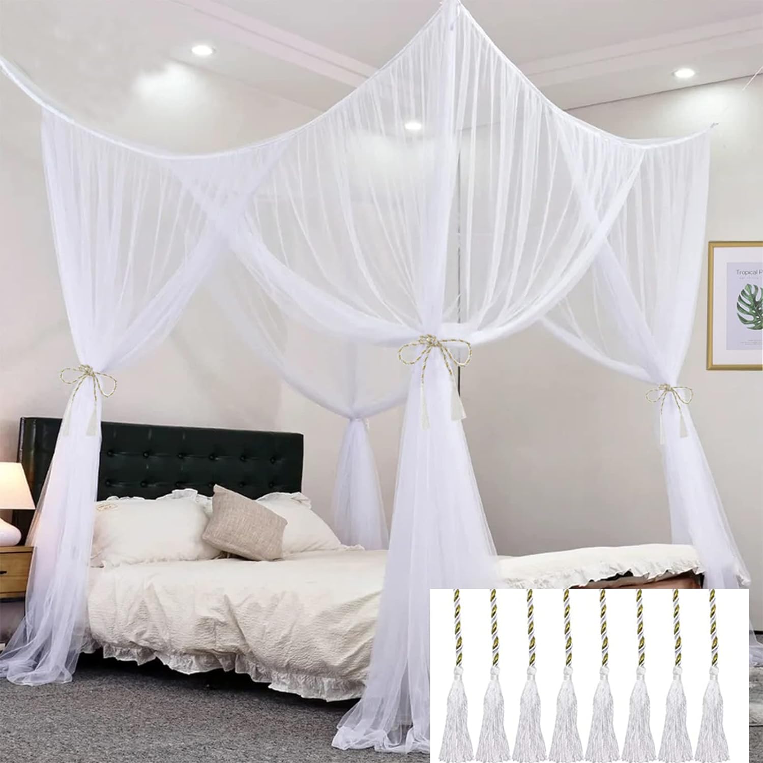 Bed Canopy Curtains Mosquito Net Bed Canopy for Full Queen King Size Bed