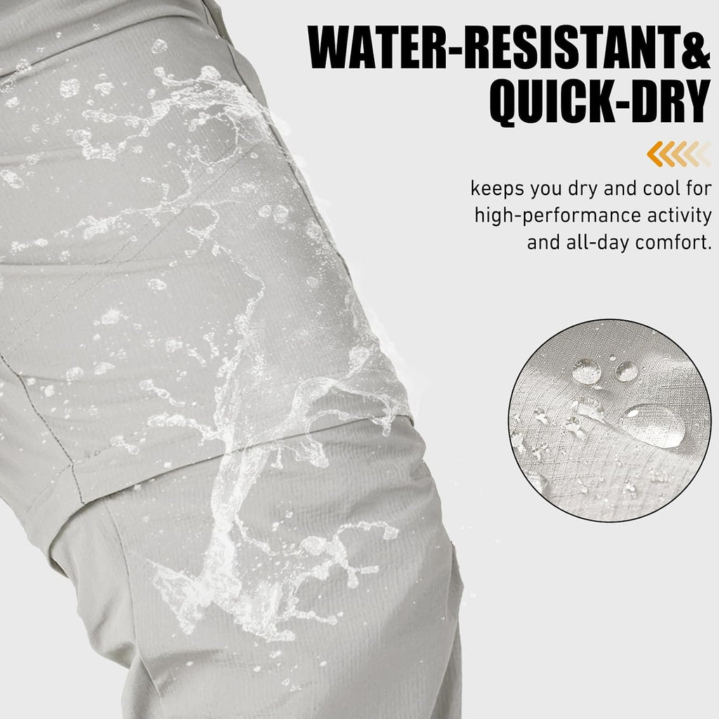 mixtiq Mens Hiking Convertible Pants Water-Resistant Quick Dry Pants
