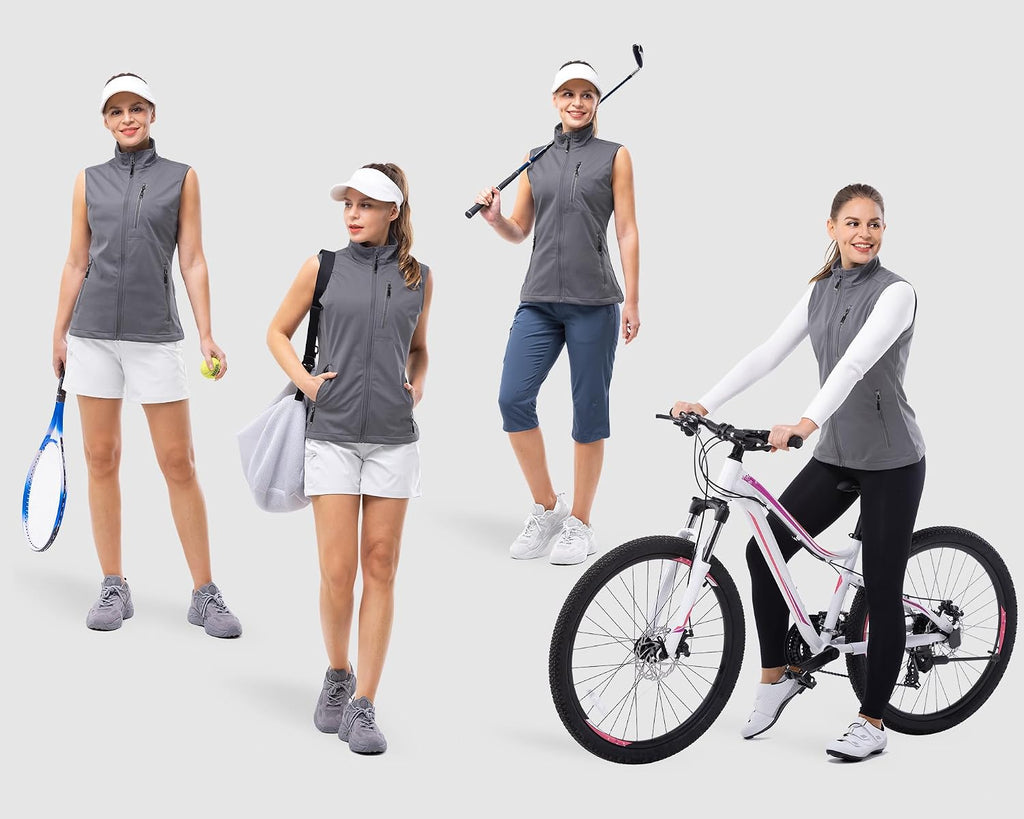 33,000ft Women's Lightweight Running Vest with 6 Pockets for Travel Golf
