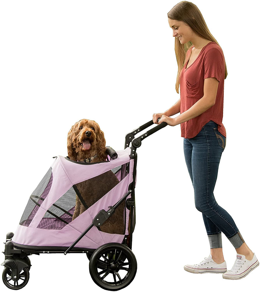 Pet Gear NO-Zip Pet Stroller with Dual Entry, Push Button Zipperless Entry for Single or Multiple Dogs/Cats, Pet Can Easily Walk in/Out, Gel-Filled Tires, Lava Gray, Excursion