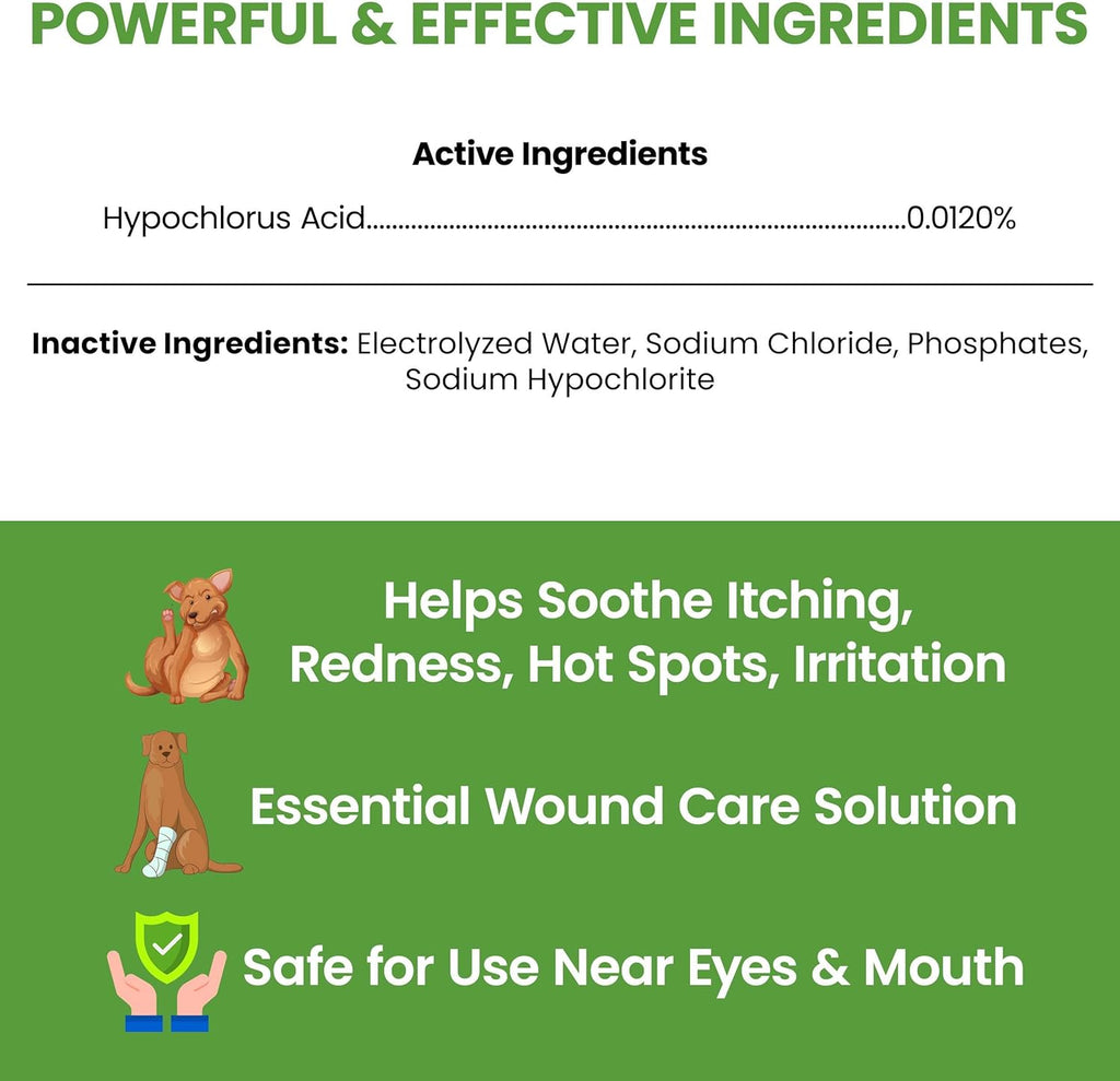 Hypochlorous Acid Spray for Dogs, 4oz - Pet Wound Care & Skin Relief