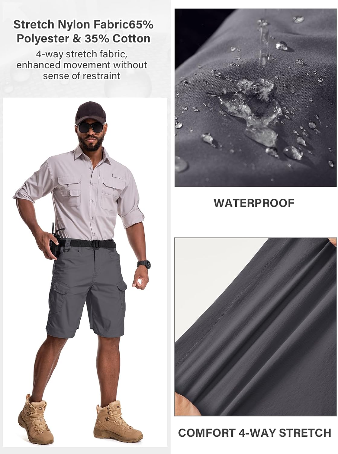 Mens Work Shorts Cargo Tactical Outdoor Wear Resistant Hiking Tool Shorts