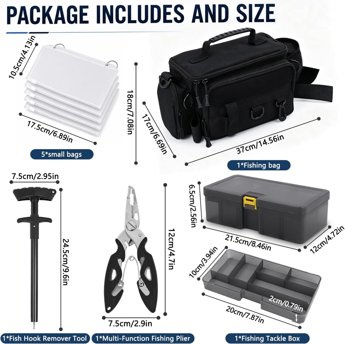 Fishing Tackle Storage Bag with Tackle Box&Tool,Gifts for Menn(Black)