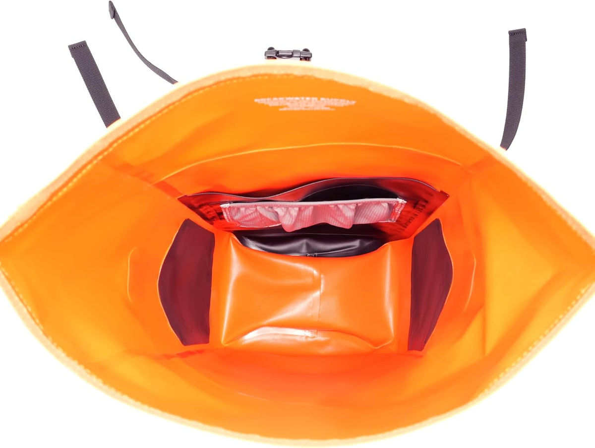 Breakwater Supply™ Meanhigh Dry Bag Waterproof Rolltop Backpack, 25L, Medium/Large, for Water Sports, Boating, Bike, Fishing, Hi-Visibility Safety Orange (Orange)