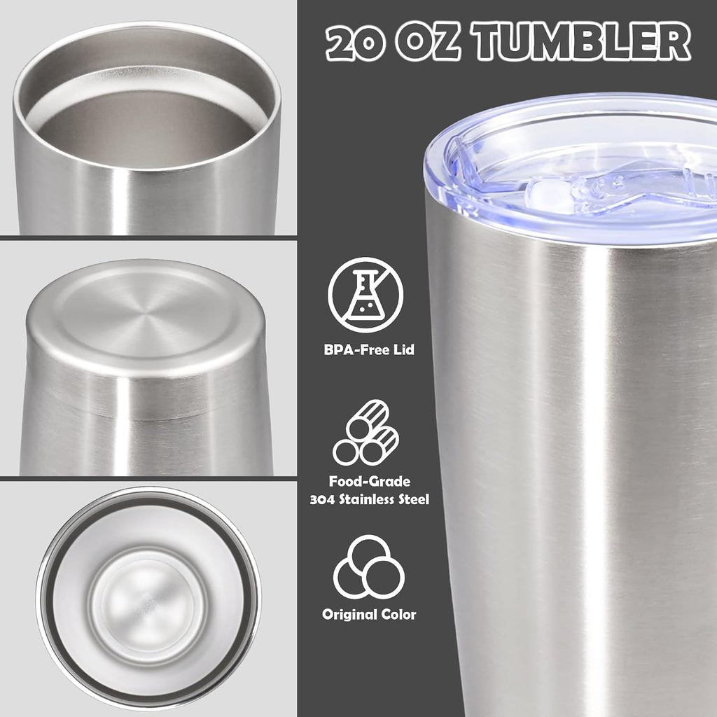 20oz Tumbler Stainless Steel Tumbler Coffee Tumbler with Lid SS, 4P