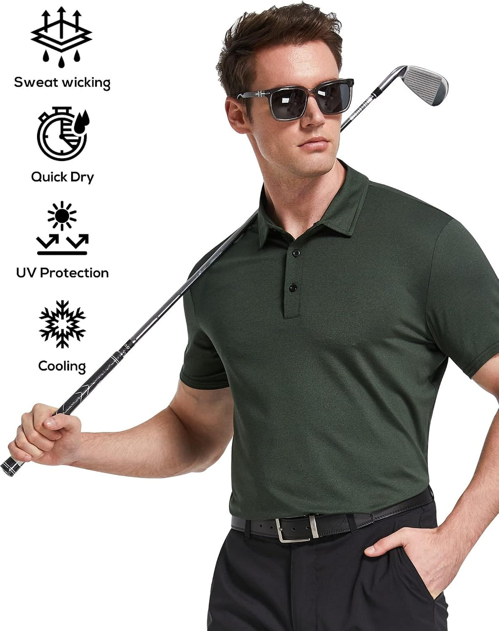 5 Pack Men's Polo Shirts Short Sleeve Golf T Shirt Performance Casual