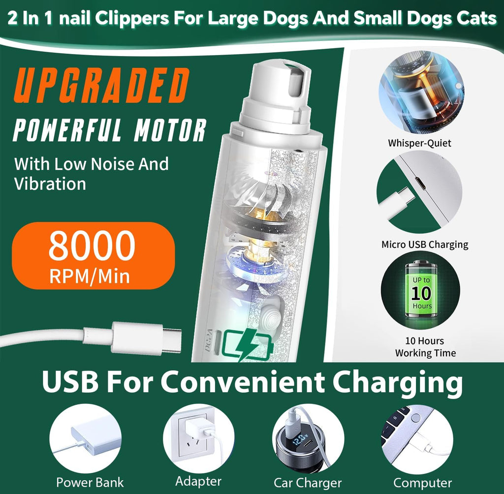 CATPICK 2-in-1 Cat & Dog Nail Clippers with Grinder and Dual LED Lights