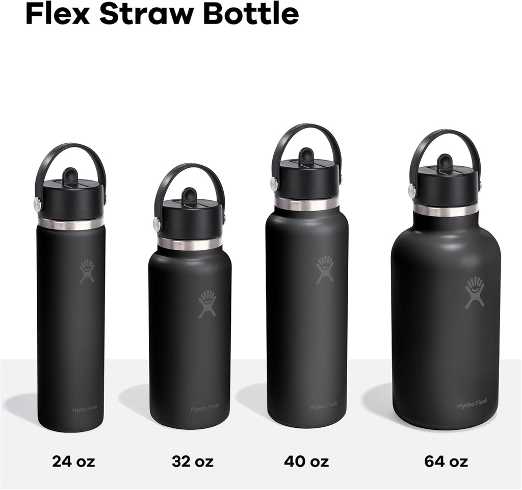 Hydro Flask Water Bottle - Insulated Stainless Steel - Wide Straw Lid, Non Spill, Leakproof in 24 Oz Cloud Pink