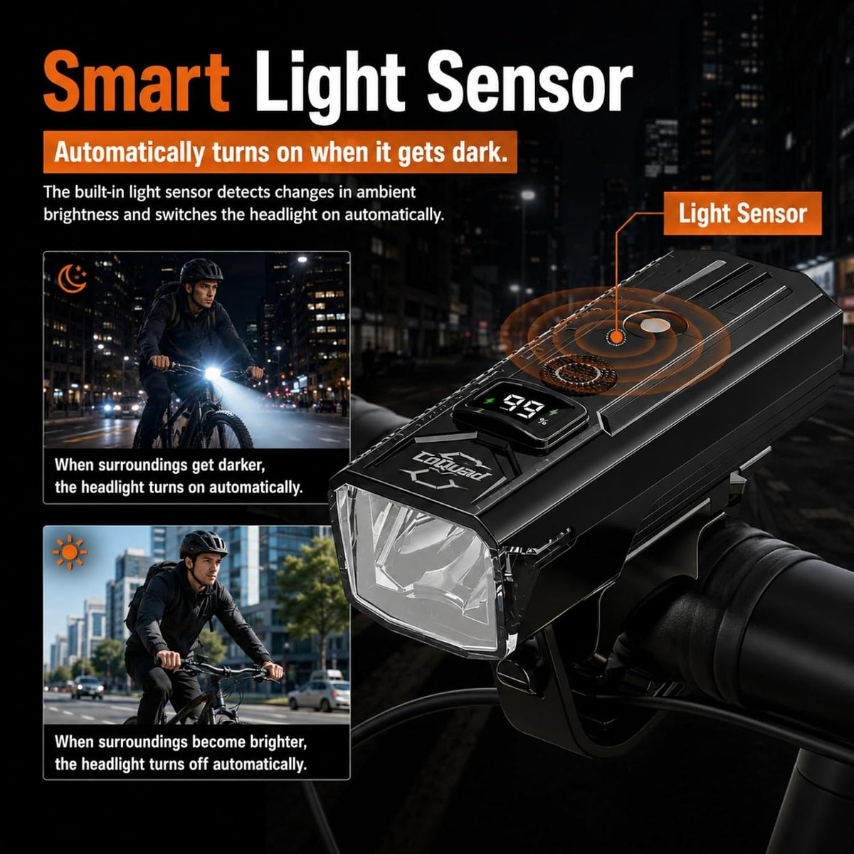 Front & Rear Bike Light Kit, IPX6 Waterproof Rechargeable Bicycle Light