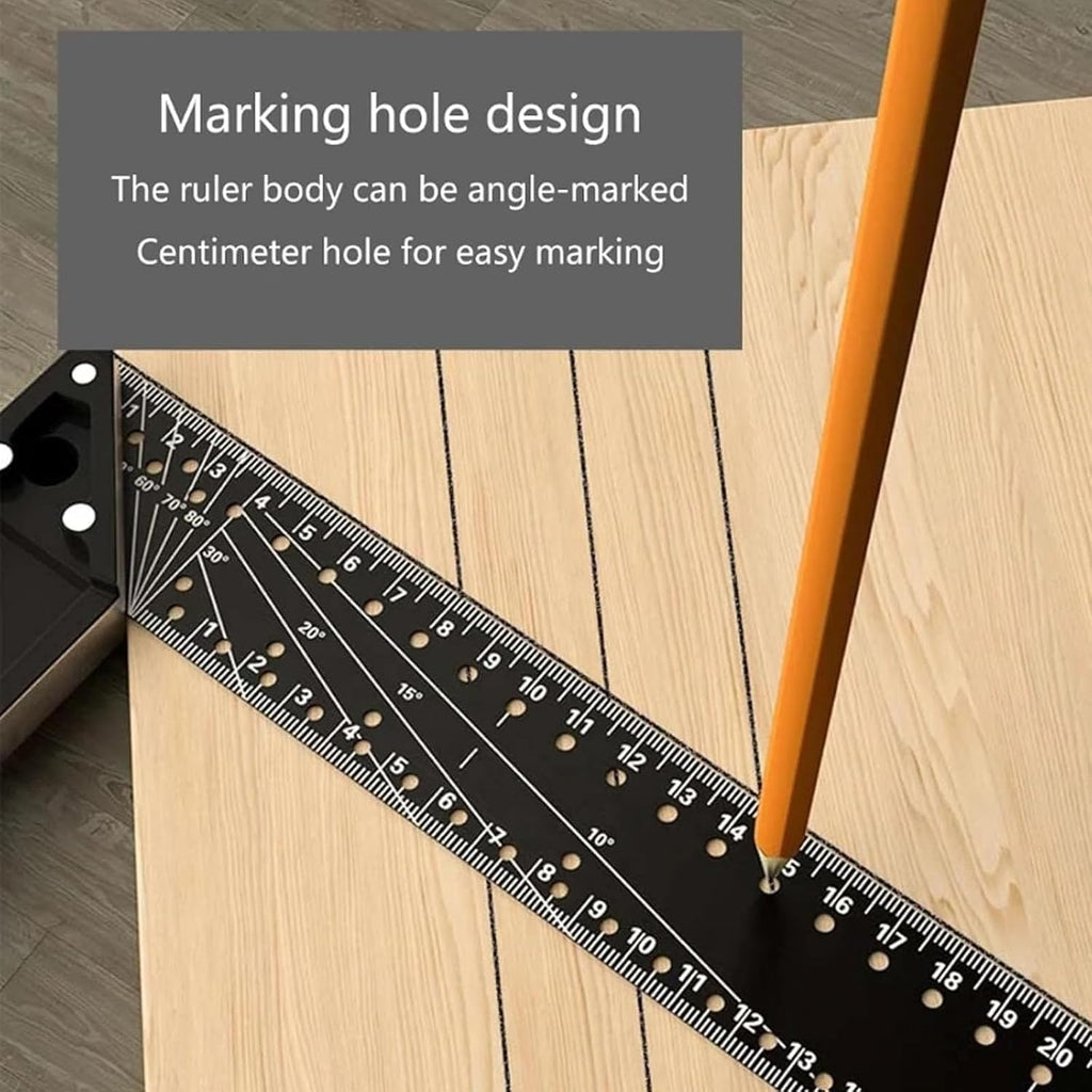 2026 New Multi-Angle Measuring Ruler, Woodworking Square Ruler, Universal Combination Angle, Multifunctional Right Angle, L Square for Precise Measuring, Drawing (Black)