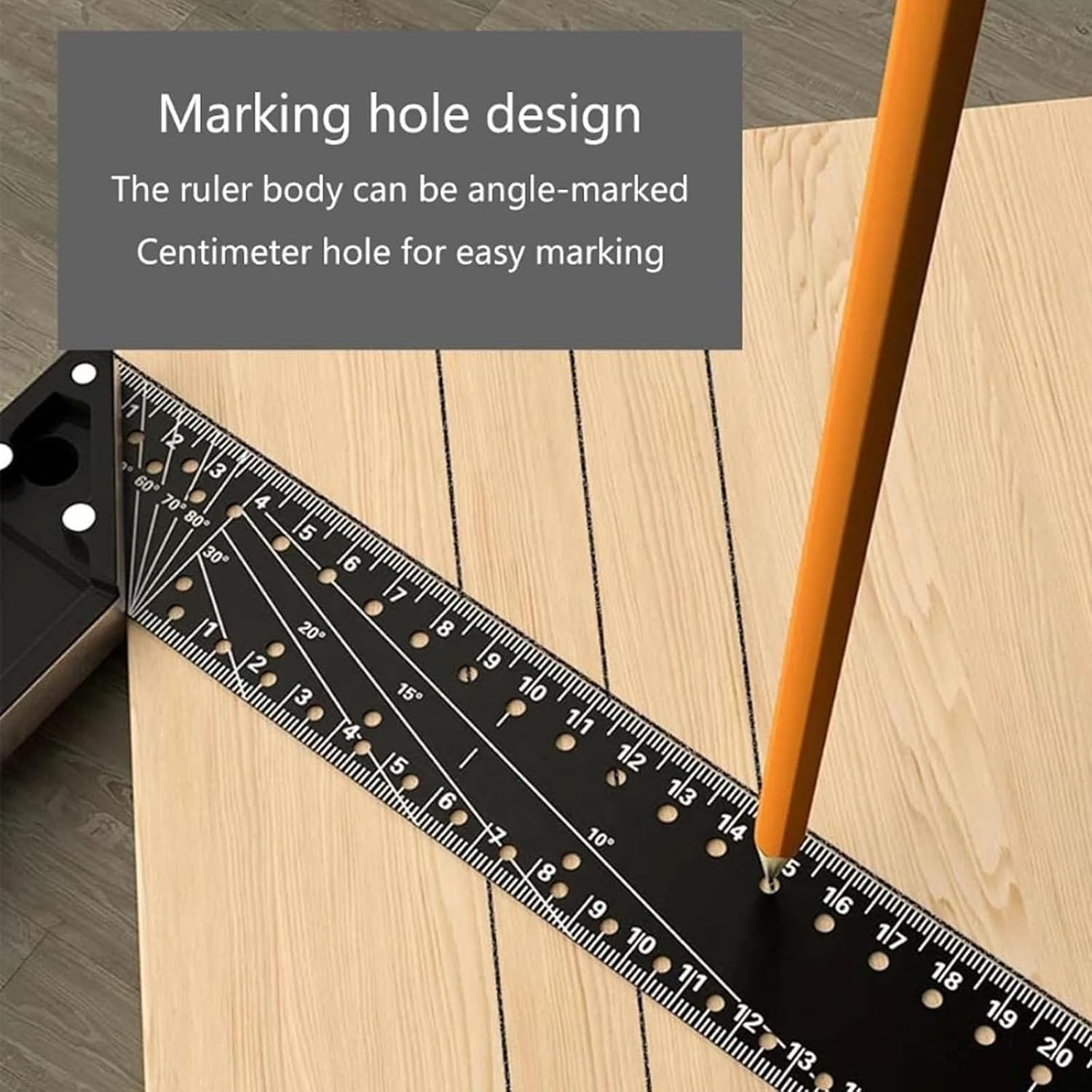 2026 New Multi-Angle Measuring Ruler, Woodworking Square Ruler, Universal Combination Angle, Multifunctional Right Angle, L Square for Precise Measuring, Drawing (Black)