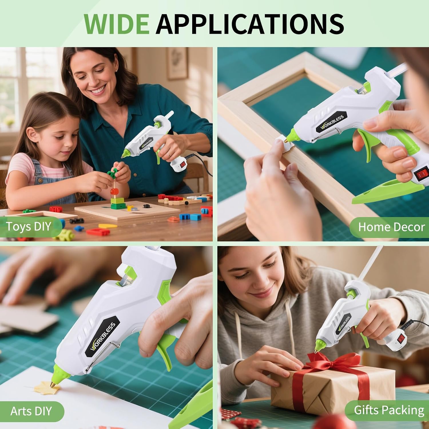 Hot Glue Gun Large 60W/100W Dual Temp W/Full Size Stick Set,Teal