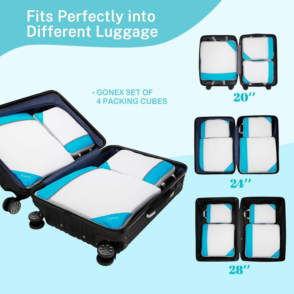 Gonex Compression Packing Cubes for Travel, Mesh Bags Luggage Organizers