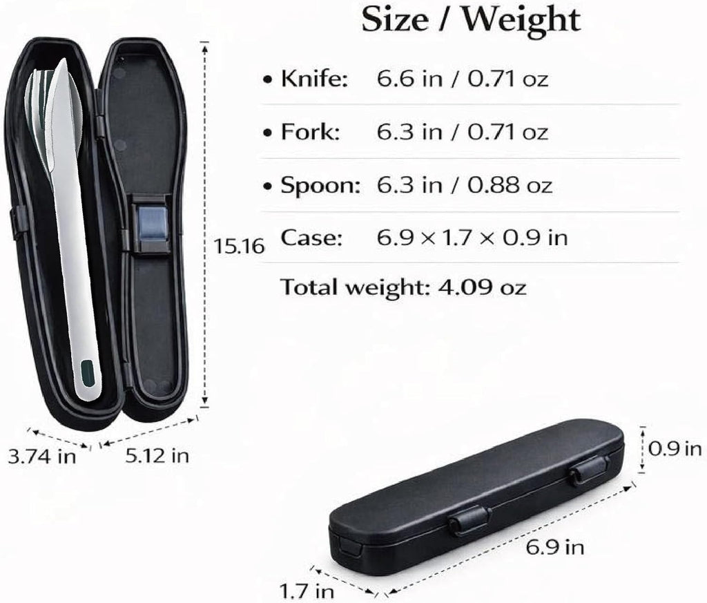 Travel Utensils Set with Case [Made in Japan] Matte Finish Knife Fork Spoon Noise Free Portable Case Lunch Box Cutlery Set for Work Reusable Stainless Steel