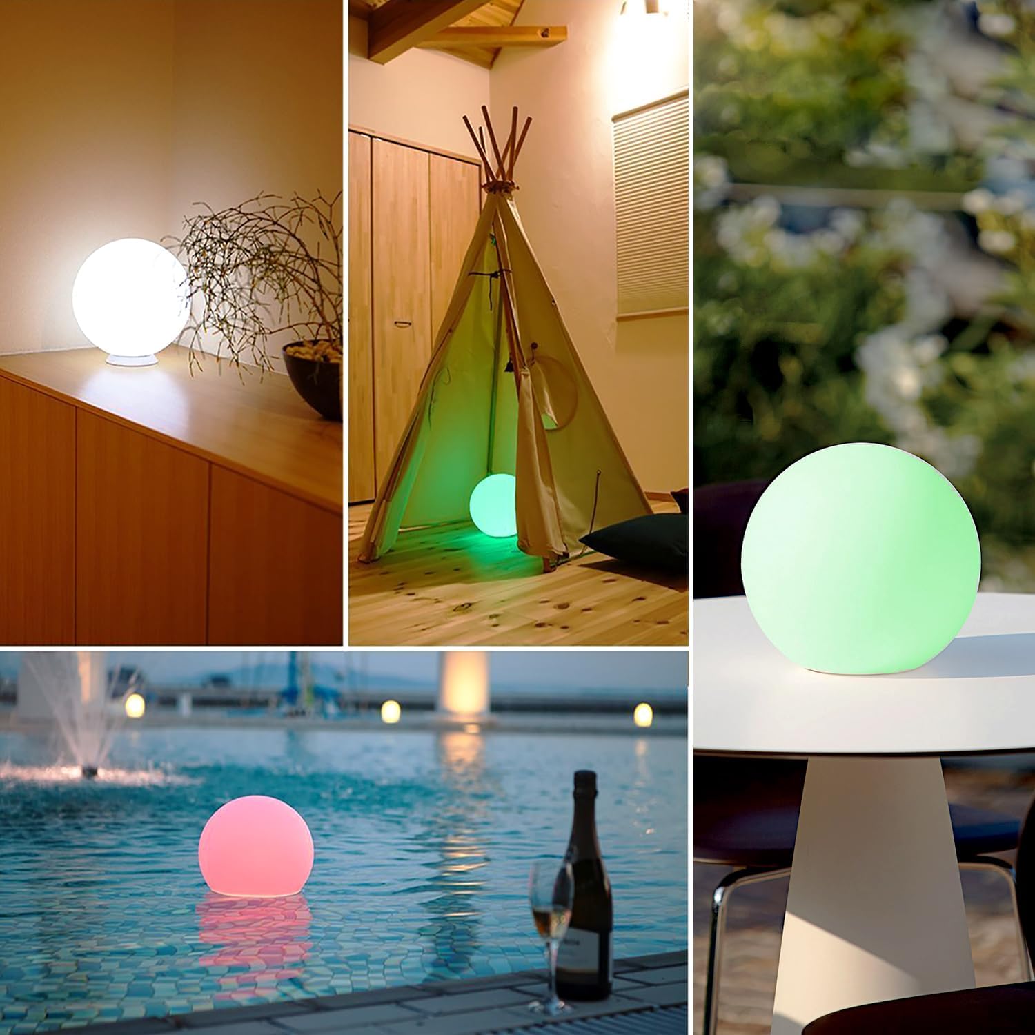 Mr.Go 10-in RGB LED Ball Light, Rechargeable Waterproof Globe Lamp w/Remote