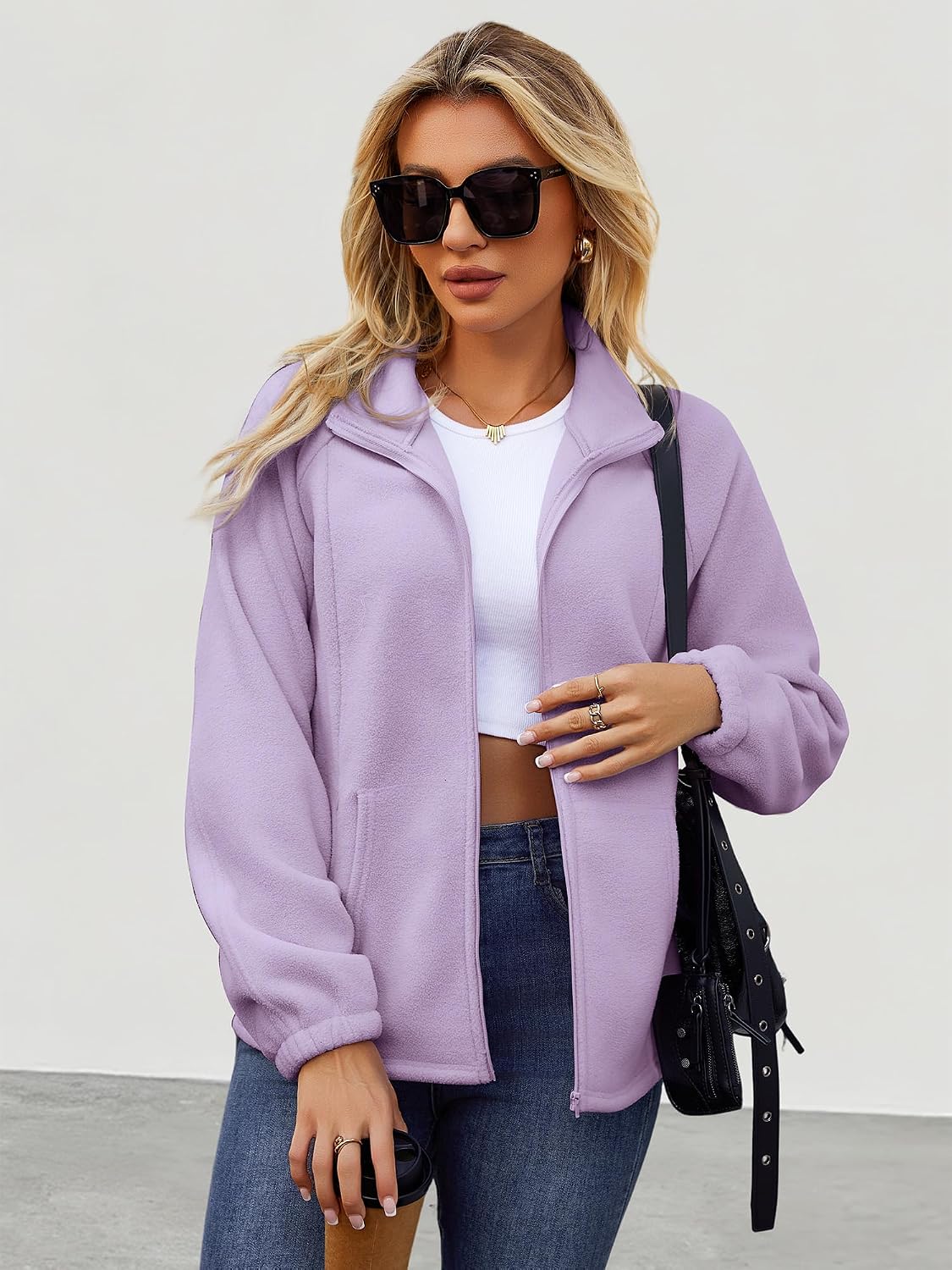 UEAL Womens Zip Up Fleece Jacket