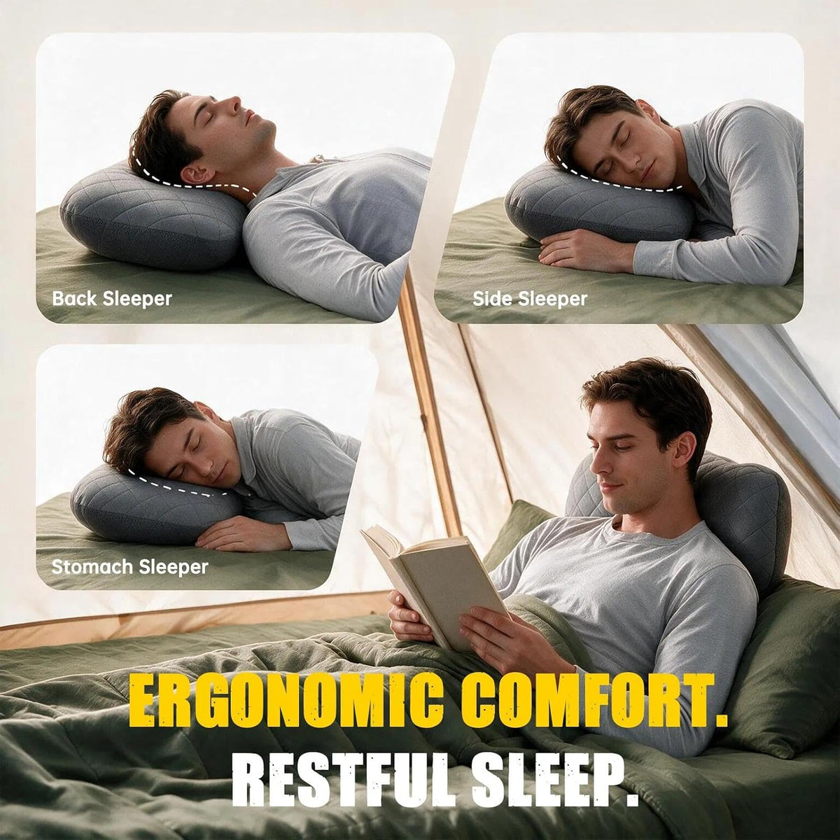 MIKKUPPA Inflatable Camping Pillow - Ultralight Blow Up Travel Pillow