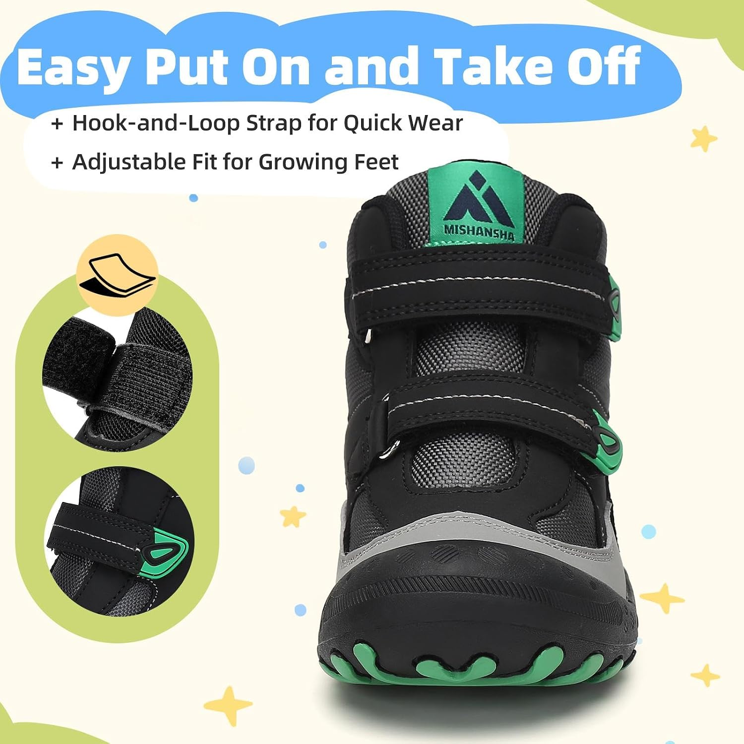 Mishansha Kids Hiking Boots for Boys Girls Water-Resistant Non-Slip